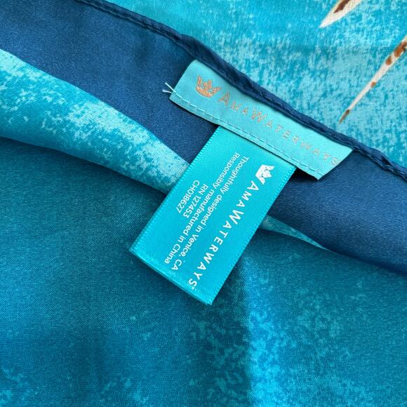 Van Gogh Almond Blossoms Blue and Cream Scarf EUC - Picture 5 of 7